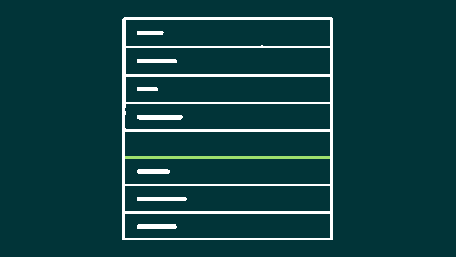 A scorecard being filled in by hand, with one row marked as the gap.