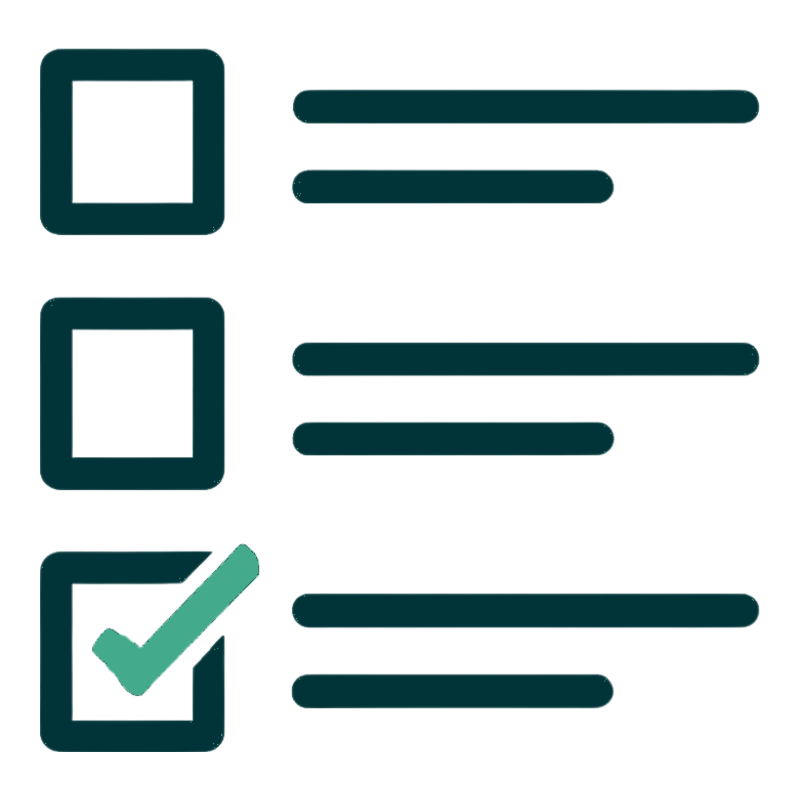 Three checklist rows, the last one ticked.